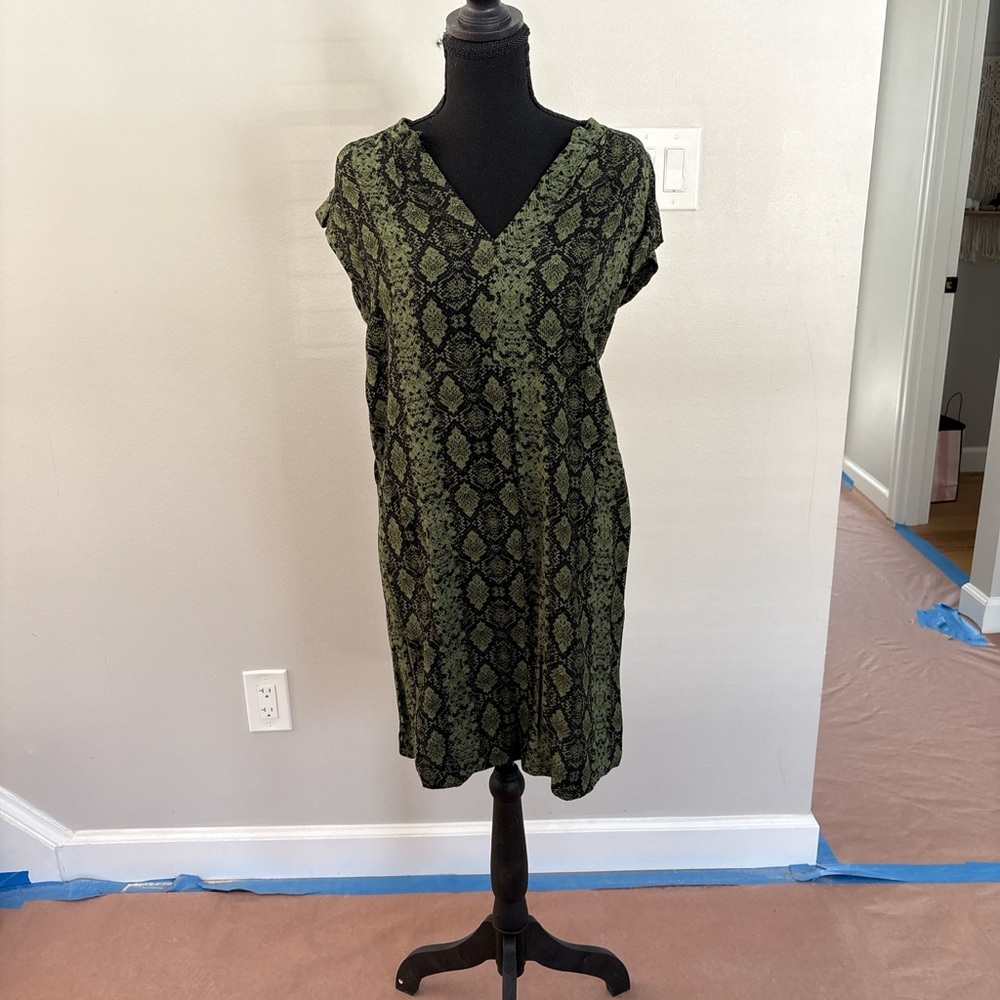 Anthropologie Green Snakeskin Patterned Dress
